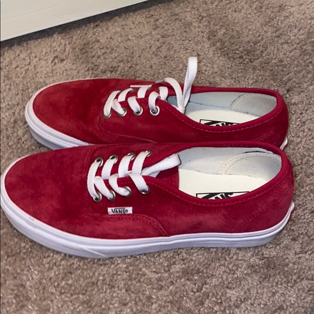 Red suede vans